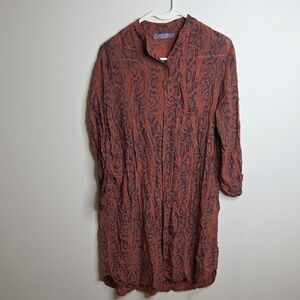 Grey Violet Size Small Snake Python Orange Patterned Dress